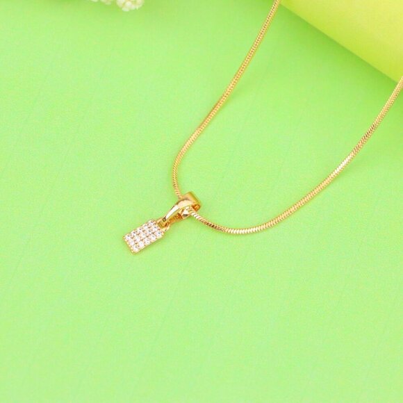 "Rose Gold Plated Rectangular Pendant with Crystal Detailing, XPPT1196 - Picture 4 of 12